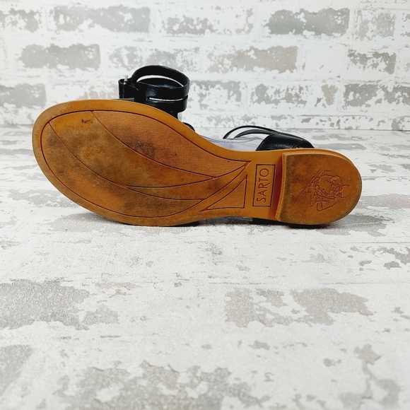 New Sarto By Franco Sarto Greene Black Leather Gladiator Sandals M152 - Picture 8 of 11